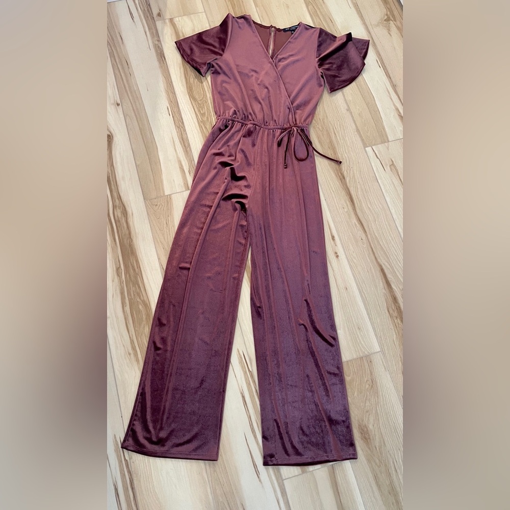 One Clothing Los Angeles Burgundy￼ Velvet Jumper Romper XS With Side Tie